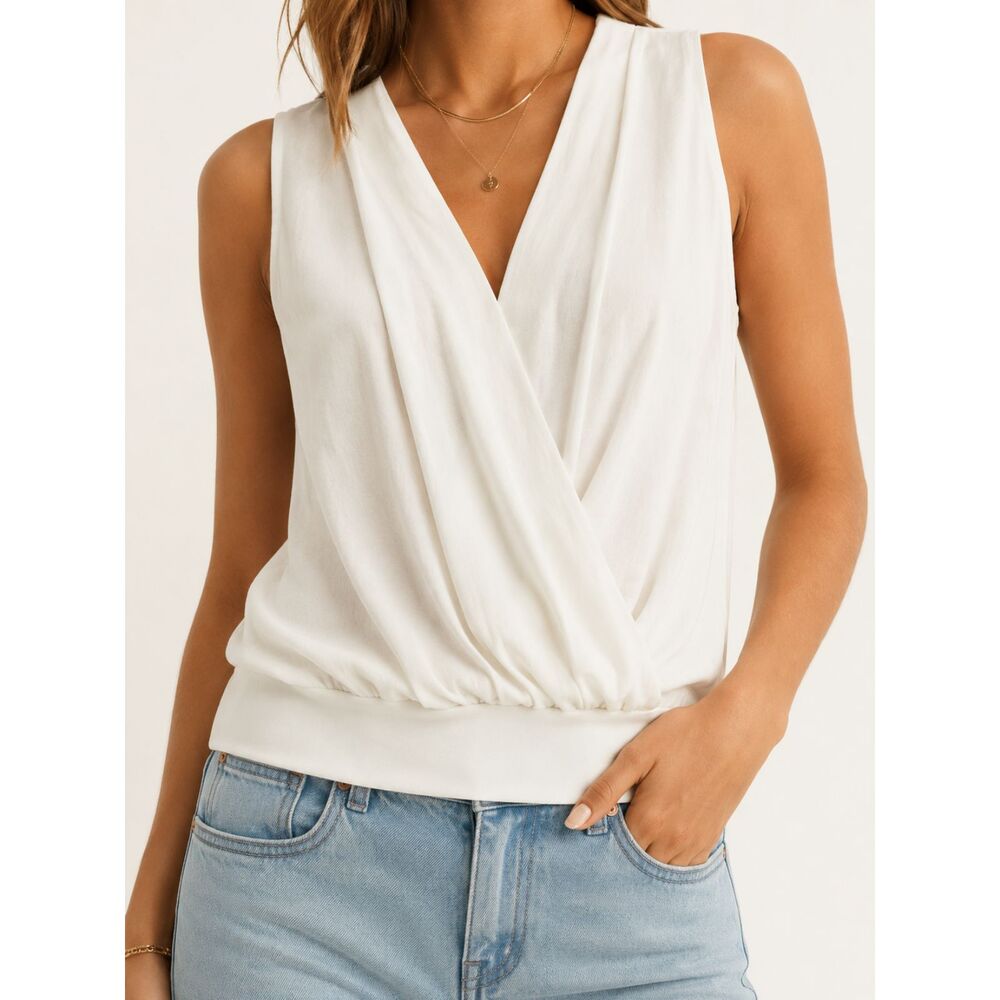 Banana Republic Ivory Surplice Sleeveless Blouse Top NWT Medium Office Chic